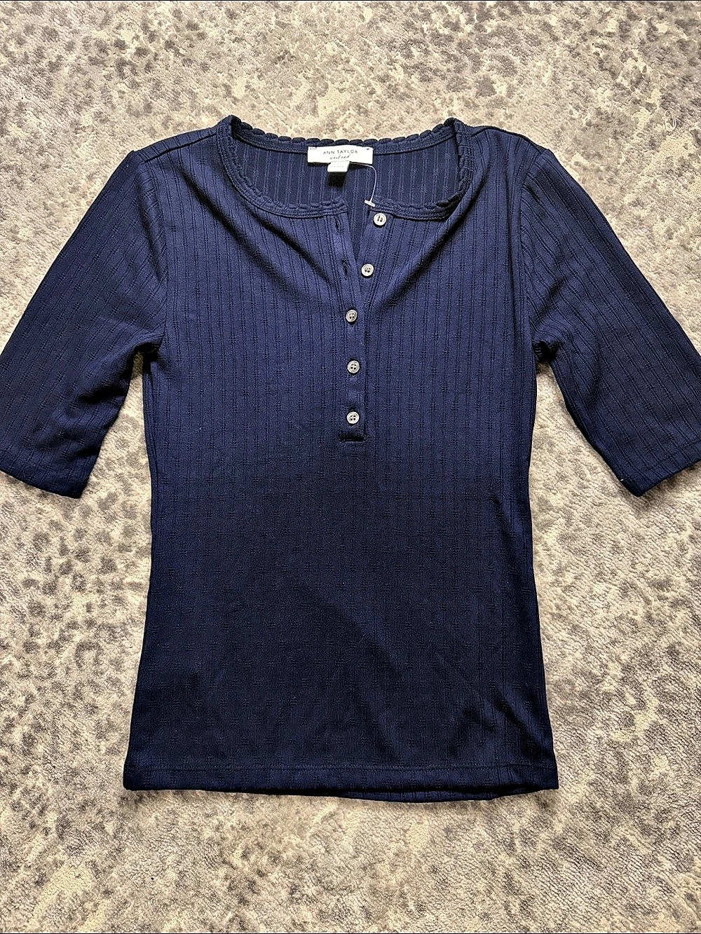Ann Taylor Pointelle Henley Tee